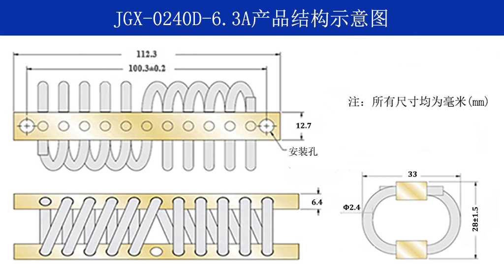 JGX-0240D-6.3A多应用钢丝绳隔振器结构