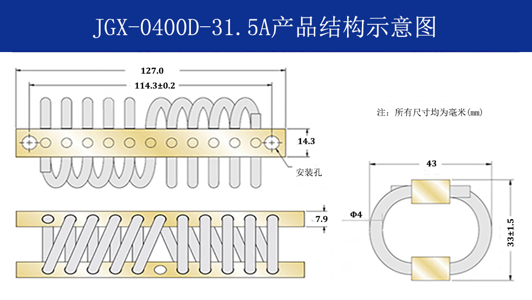 JGX-0400D-31.5A多应用钢丝绳隔振器结构