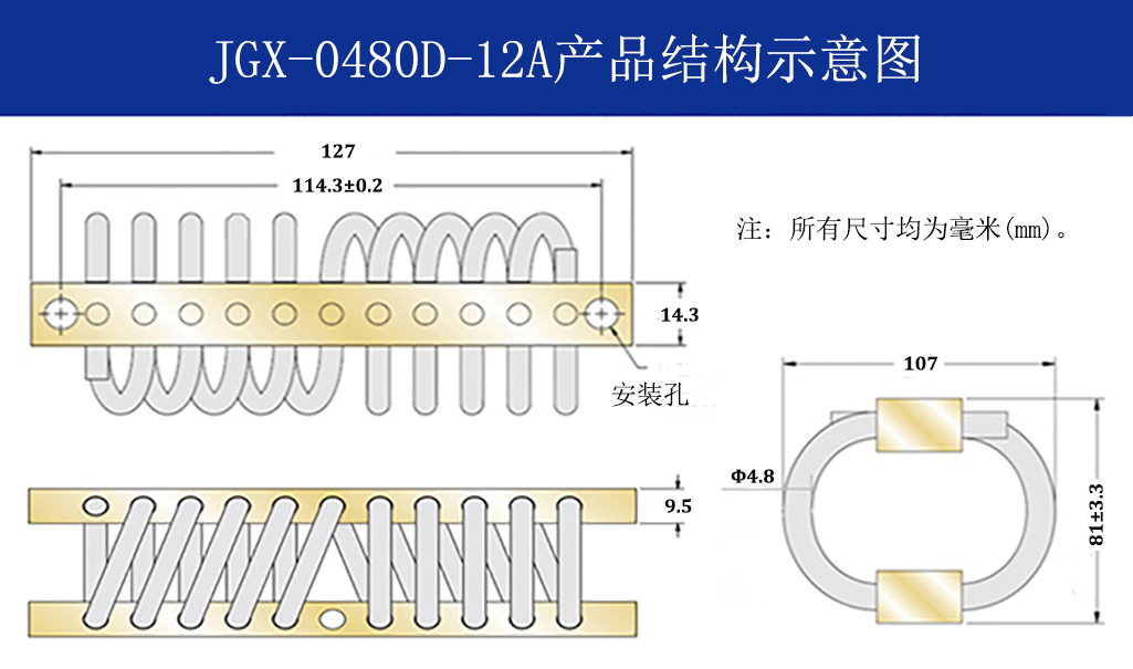 JGX-0480D-12A多应用钢丝绳隔振器结构