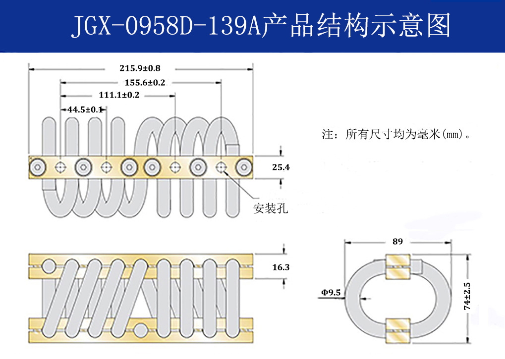 JGX-0958D-139A多应用钢丝绳隔振器结构