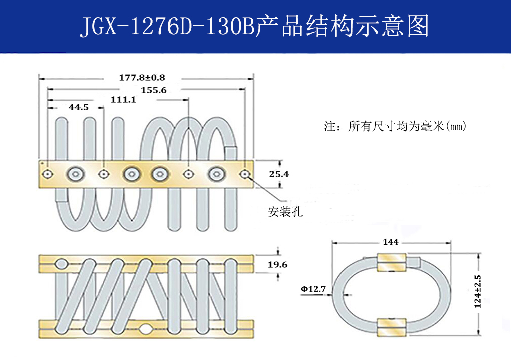JGX-1276D-130B多应用钢丝绳隔振器结构