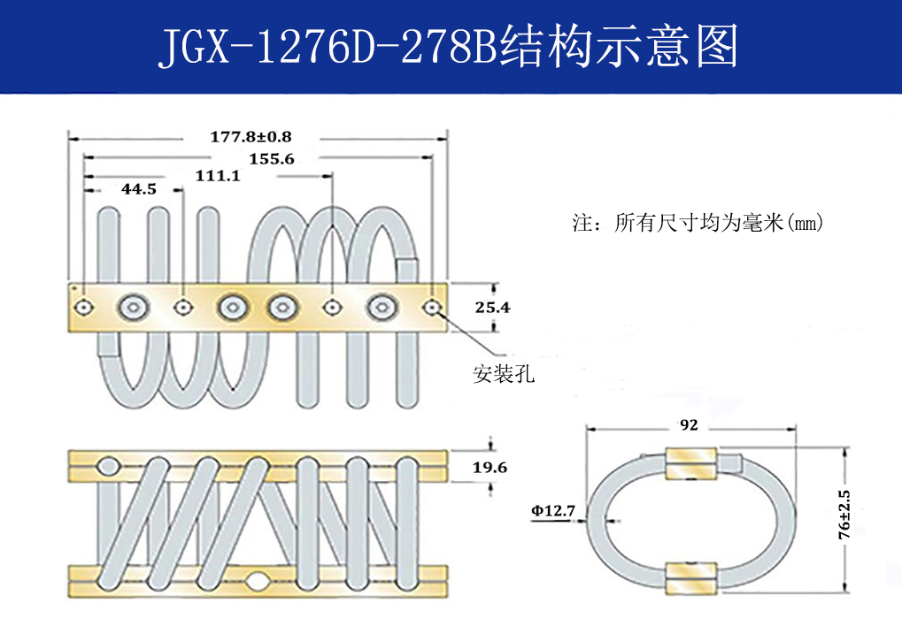 JGX-1276D-278B多应用钢丝绳隔振器结构