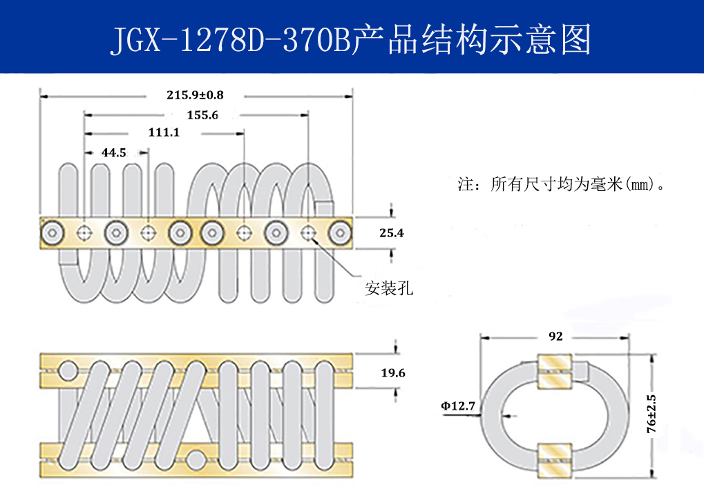JGX-1278D-370B多应用钢丝绳隔振器结构